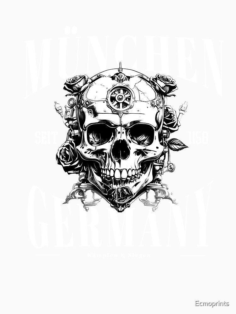 Munich, Germany. Fight and Win slogan with skull. by Ecmoprints
