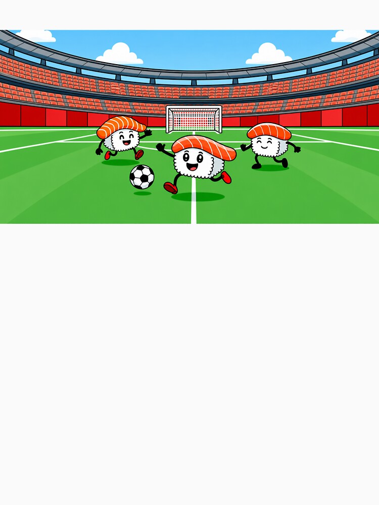 Three cute sushi footballers in the stadium by rolfzogg
