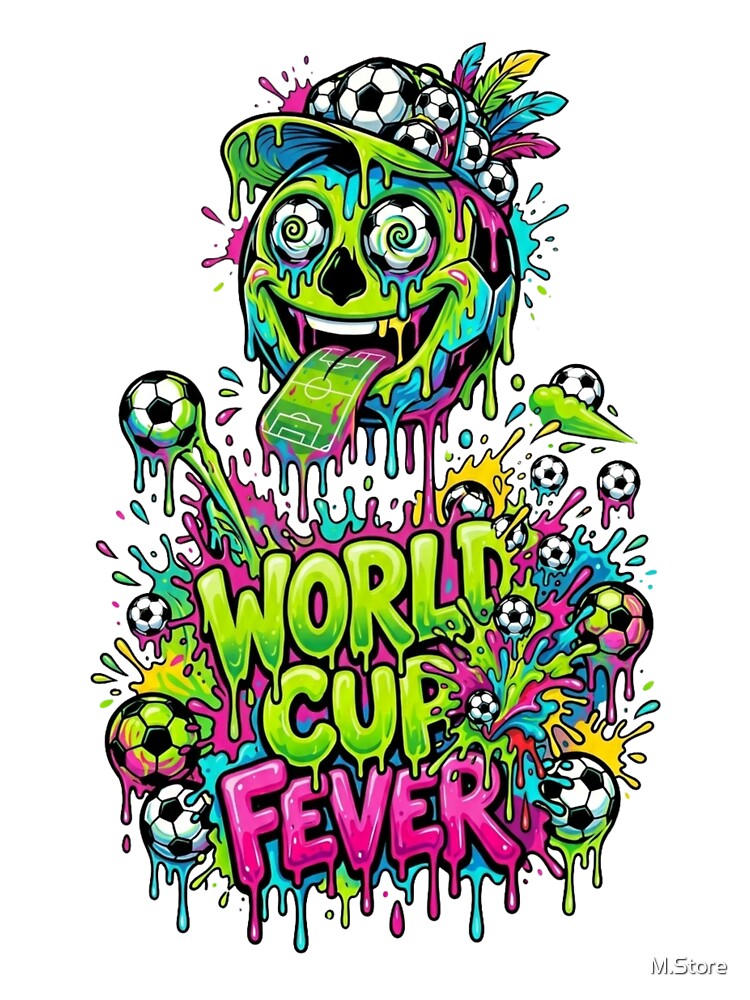 Neon Dripping Football Fever Graffiti Art by M.Store