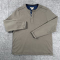 Carbon2Cobalt Mens Taupe Long Sleeve Henley Shirt Size L Casual