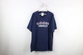 Vintage 90s Y2K Adidas Soccer Men Large Distressed Spell Out T-Shirt Blue Cotton