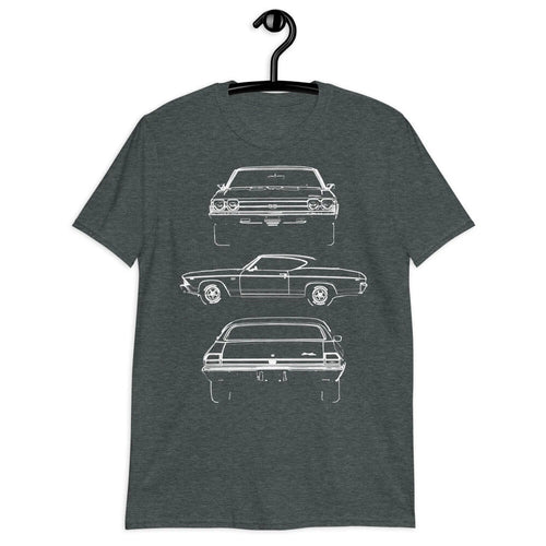 1969 Chevelle SS 396 Muscle Car Owner Gift Outline Art Short-Sleeve T-Shirt