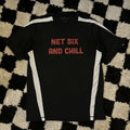 Net Six and Chill - Soccer Jersey Funny Team T-Shirt Black Joke Tee Men’s Large
