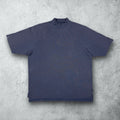 Vintage 90s Adidas Climalite Faded Distressed Mock Neck T-Shirt Blue Size Large