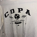 Adidas Size Medium VTG Copa Soccer Long Sleeve T Shirt White 3 Stripes USA MADE