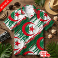 Algeria Soccer Men's Green White Hawaiian Shirt Aloha Button Down Football Fan