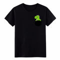 Funny Cartoon Pocket Dino Graphic T-Shirt Unisex Dinosaur Casual Daily Wear.Tee