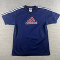 Vintage Adidas Jersey T-Shirt Size Large USA Made Center Three Stripes Logo