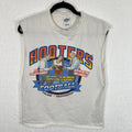VTG Hooters Game Day Tank TShirt Adult M White Distressed Destroyed