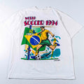 Vintage 1994 World Cup Brazil Shirt XL Big Print Soccer Graphic Tee 90s VTG