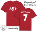 Austria AUT T-Shirt 2026 Personalised Name & No Adult Kids Baby, Football