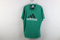 Vintage 90s Adidas Soccer Mens Medium Distressed Spell Out T-Shirt Green USA