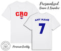 Croatia CRO T-Shirt 2026 Personalised Name & No Adult Kids Baby, Football Euro