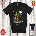 Custom Name Elf Playing Soccer; Christmas Tree Sport Player Lover Team T-Shirt