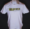New Authentic Men's Cut Out Stripe Embroidered T Shirt White Slim Fit Small