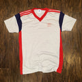 VINTAGE 80s ADIDAS FOOTBALL SHIRT JERSEY RETRO WEST 1980S RED SOCCER SIZE LARGE