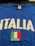 Vintage Italian Soccer T Shirt, Blue with Logo, Size Lg