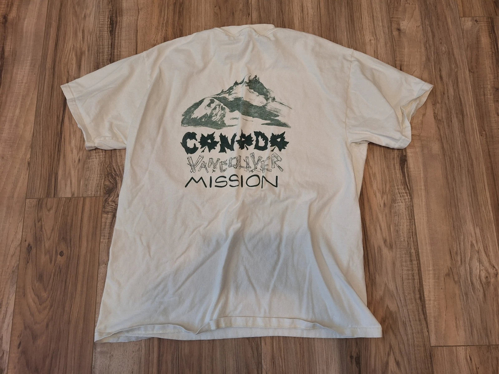 Vintage 90s Vancouver Canada Shirt Size British Columbia Nature Ivory Cotton M