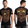 $58 AFFLICTION American Customs THUNDER Skulls Short Sleeve Slim Fit T-shirt NWT
