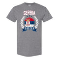 Serbia Soccer Laurel - World Sports T Shirt - Graphite Heather