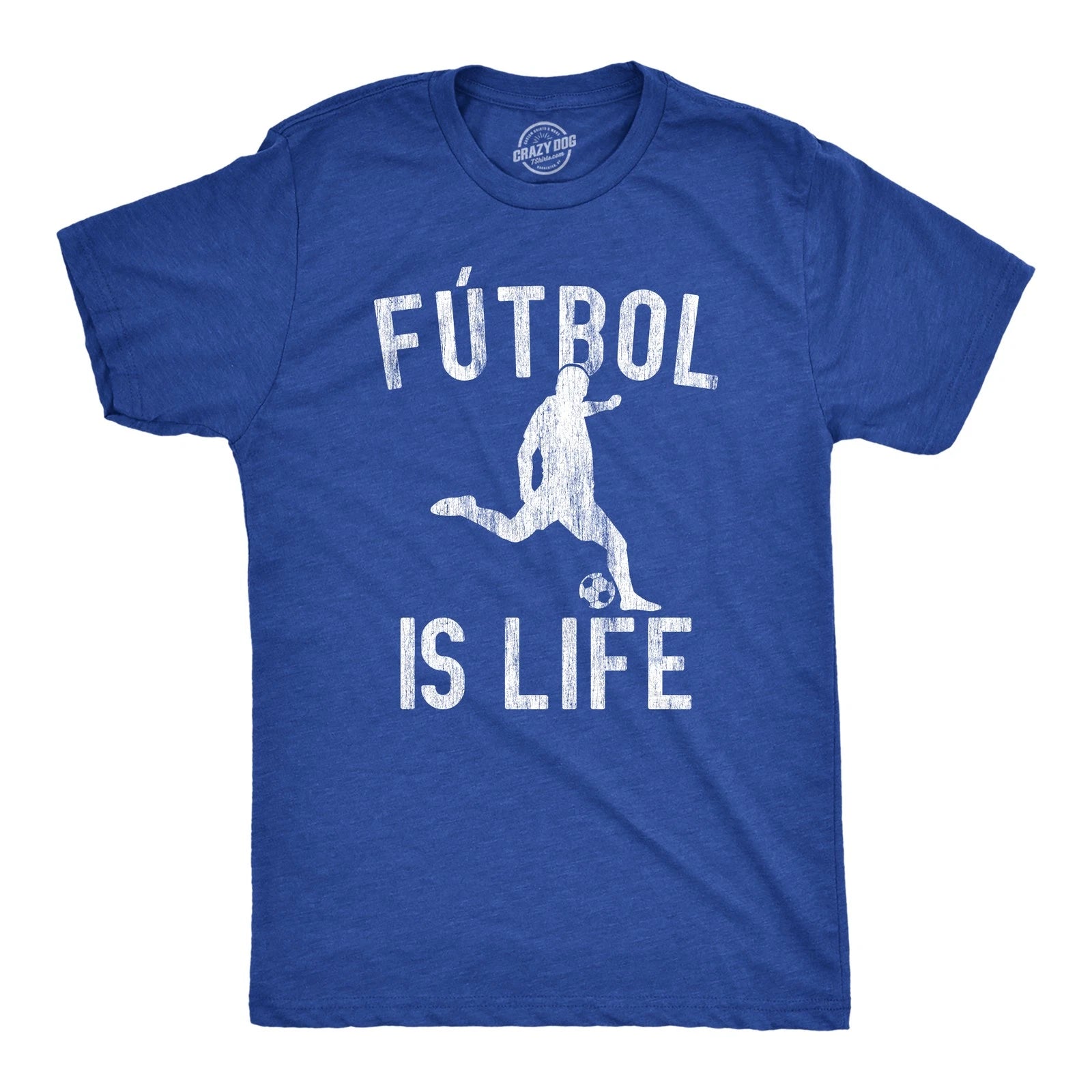 Mens Futbol Is Life T Shirt Funny Football Lovers Novelty Soccer Graphic Tee for