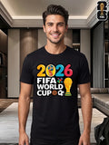Men’s 2026 World Cup Striped Graphic T-Shirt Casual Football Tee