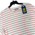 Nautica Jeans Co Linen Shirt Mens L Nautical Coastal Summer Striped Pocket Tee