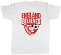 England Believes Football Lion Soccer Ball Fan Mens T-Shirt Tee Gift Top