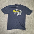Pierim Brasil Souvenir T-Shirt Men L Navy Blue Map Soccer Ball Graphic Print Tee