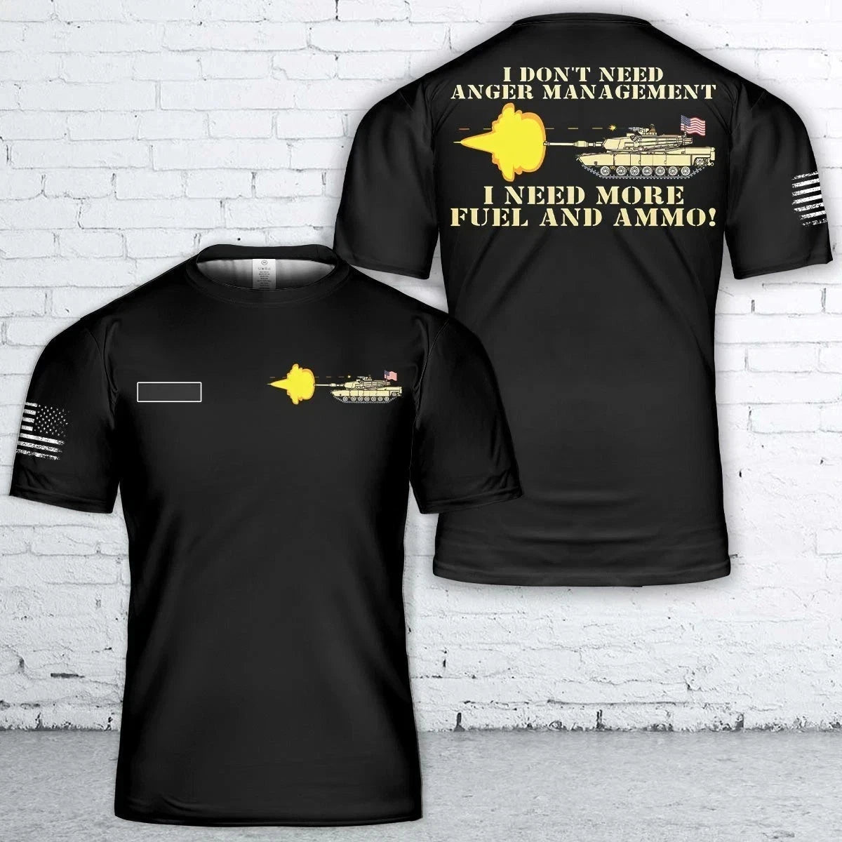 Custom Name US Army M1 Abrams Tank T-Shirt 3D