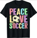 Retro Peace Love Soccer Score Club Mom Game T-Shirt