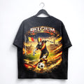 Belgium Soccer Skull Washed T-Shirt Belgian Football Tee World Cup 2026