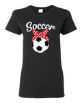 Cute Soccer Mom Ribbon Soccer Ball Gift Sports Women Graphic Shirt