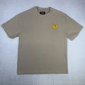 Eighty Eight Brand Men's Ribbed T-Shirt Size Large Beige Antisocial Smiley Patch