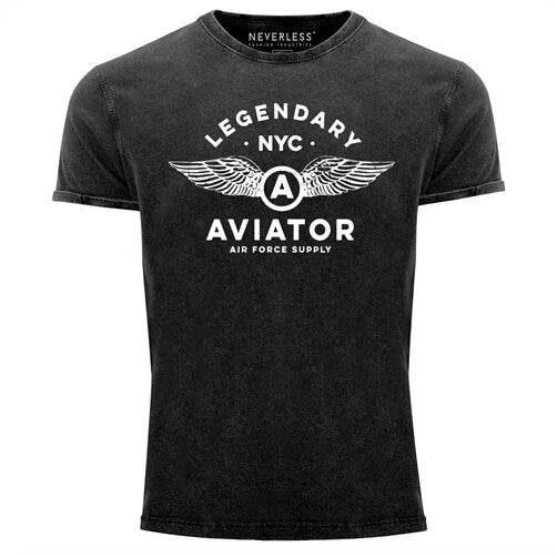 Mens Vintage Shirt Legendary NYC Aviator Air Force Air Force Wings