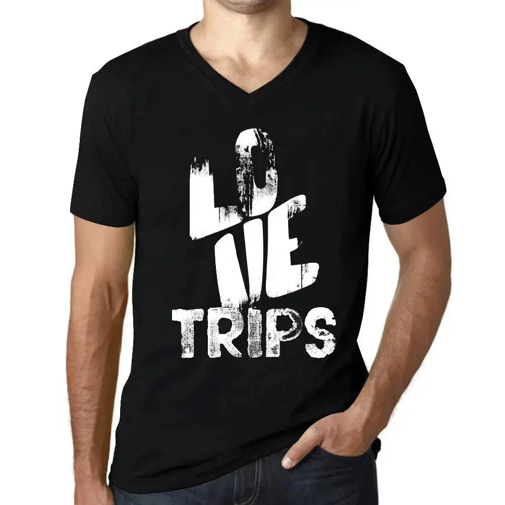 Men's Graphic T-Shirt V Neck Love Trips Eco-Friendly Limited Edition