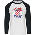 Torn Croatia Flag Croatian Day Football Mens L/S Baseball T-Shirt