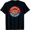 Funny Peanuts Franklin For President Cotton Black T-Shirt