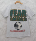 Vtg 94 Soccer is Life Big Ball Sports Double Sided 90s Tee Shirt M Fear Smells