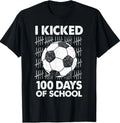 I Kicked 100 Days of School Soccer 100th Day Sport Kids Boys T-Shirt