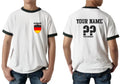 Personalised Germany Football Ringer T-Shirt Soccer Fans Sports Costume Flag Top