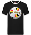 Country Football Belgium Ball - Mens Ringer - Team Fan Soccer Footie Love