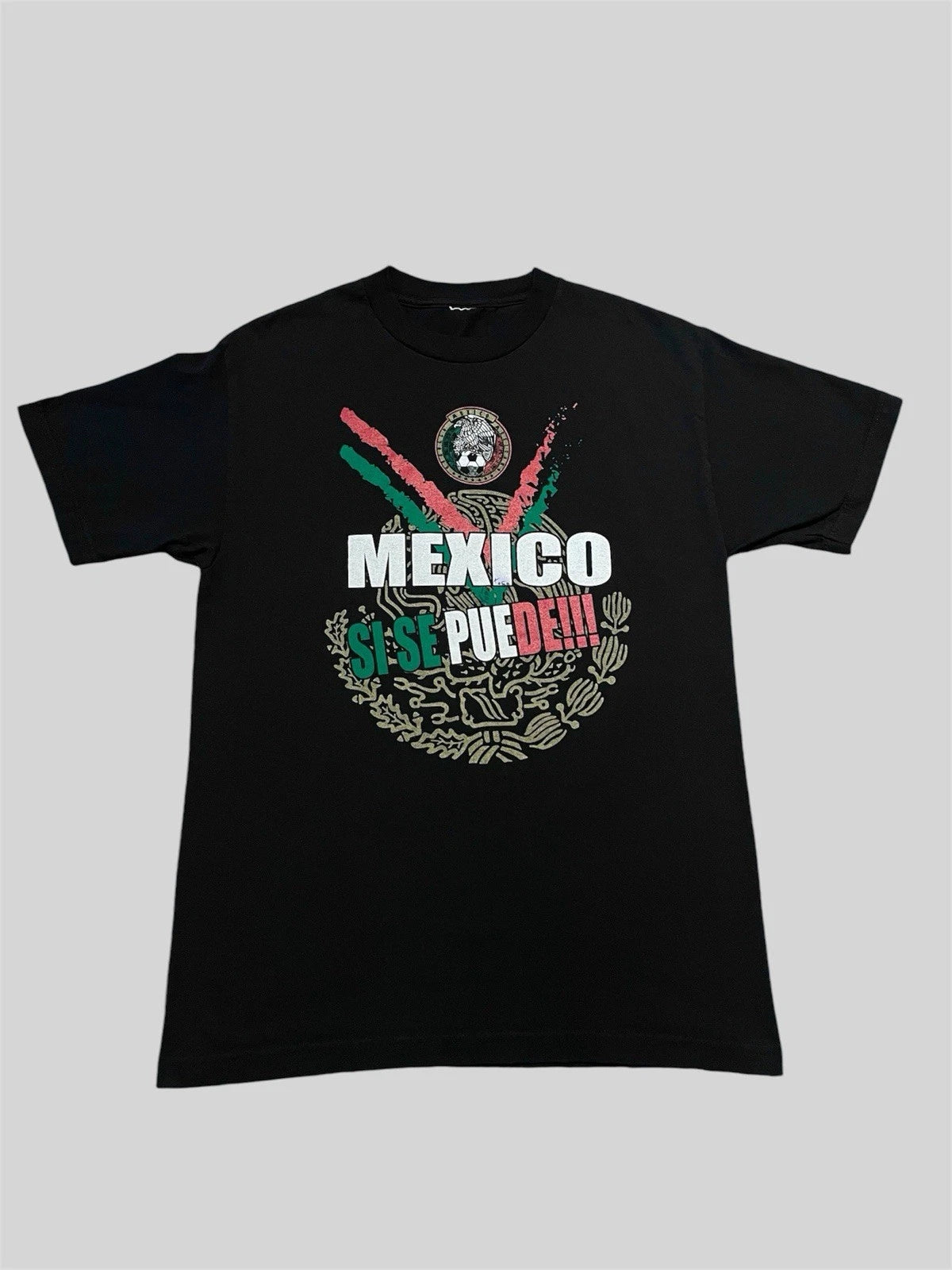 Mexico “Si Se Puede” soccer vintage World Cup black Shirt Size M 19.5x28.5
