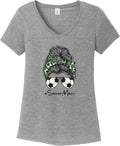 Mom Bun Soccer Mom Soccer Ball Headband Womens Tri Blend V-neck T-Shirt