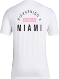 Adidas Men's Soccer Graphic Logo Messi X Miami Bienvenido Tee White size X-Large