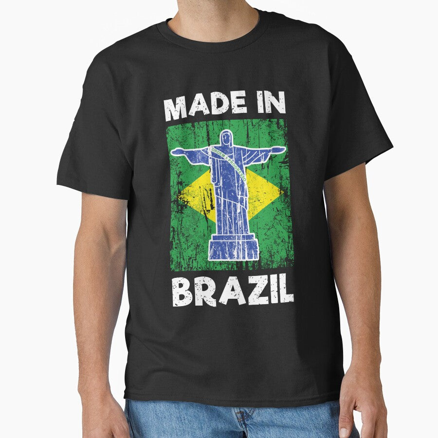 Made In Brazil Vintage Distressed Flag Christ The Redeemer Pride by Dmetalx Art Apparel