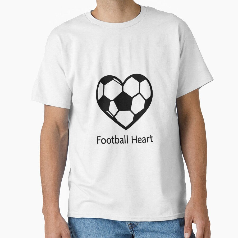 Football Heart Minimalist Soccer Lover T-Shirt by ArthUpscale