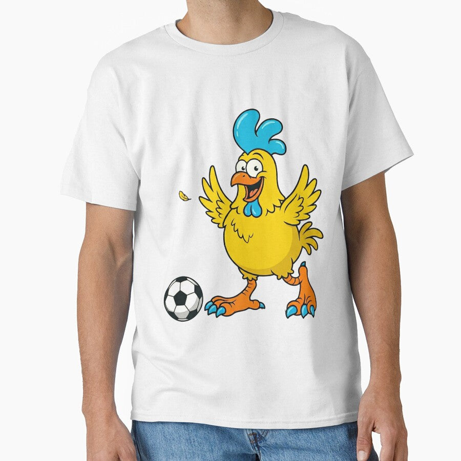 Crazy Funny Chicken Soccer Player Playing Football Cartoon by DH-ArtLab