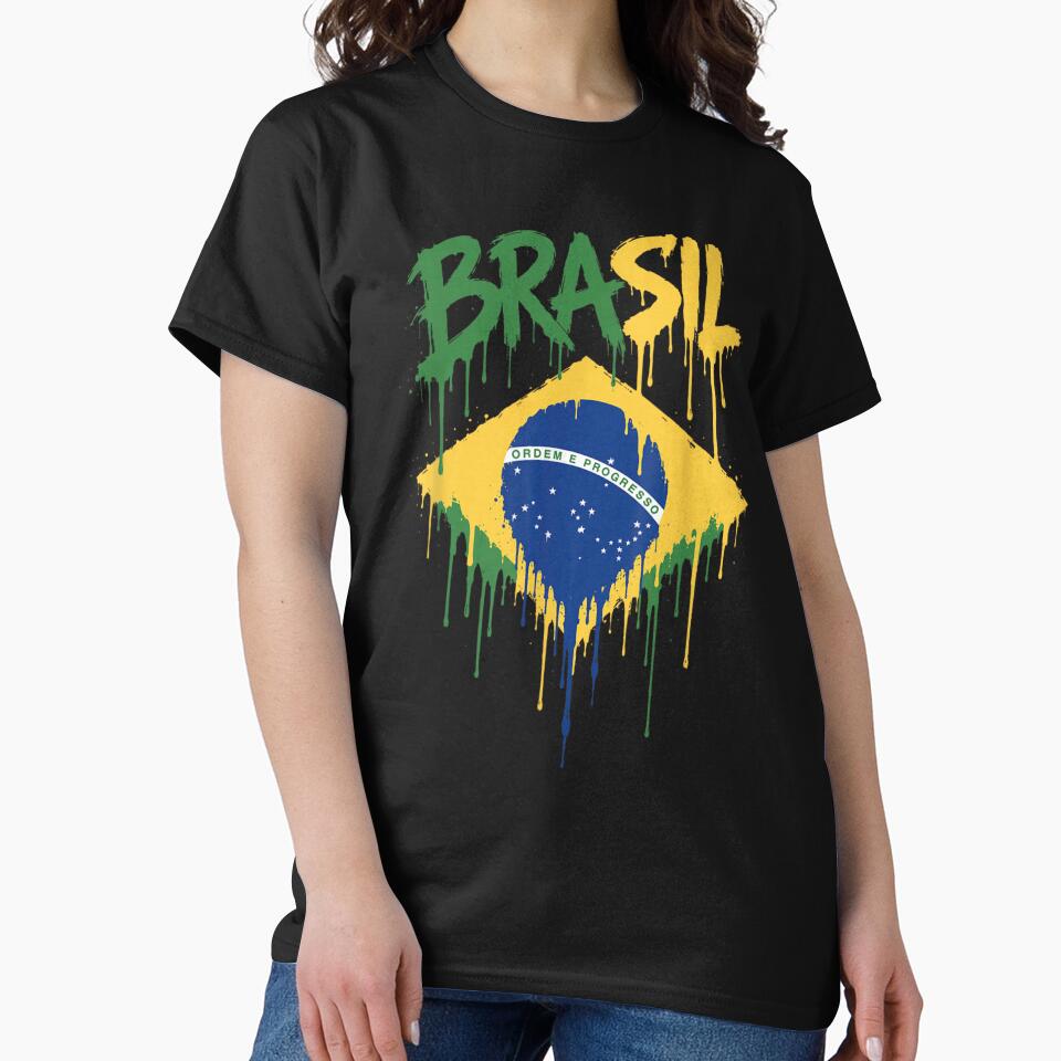 Distressed Brazil Flag Graffiti Style Paint Drip Patriotic Soccer Tournament Merch by DangeRilanman