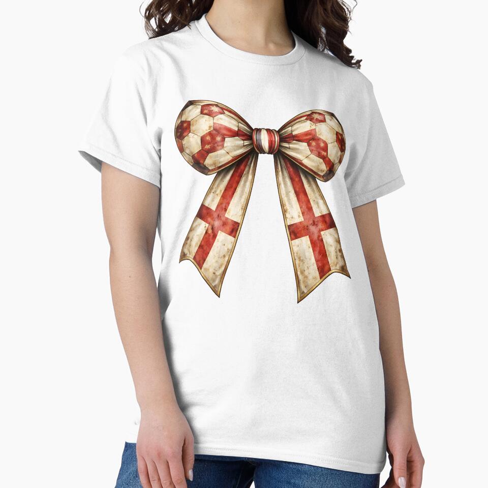 Patriotic Soccer England Flag Patterned Fan Coquette Vintage Bow by MuniraWearify
